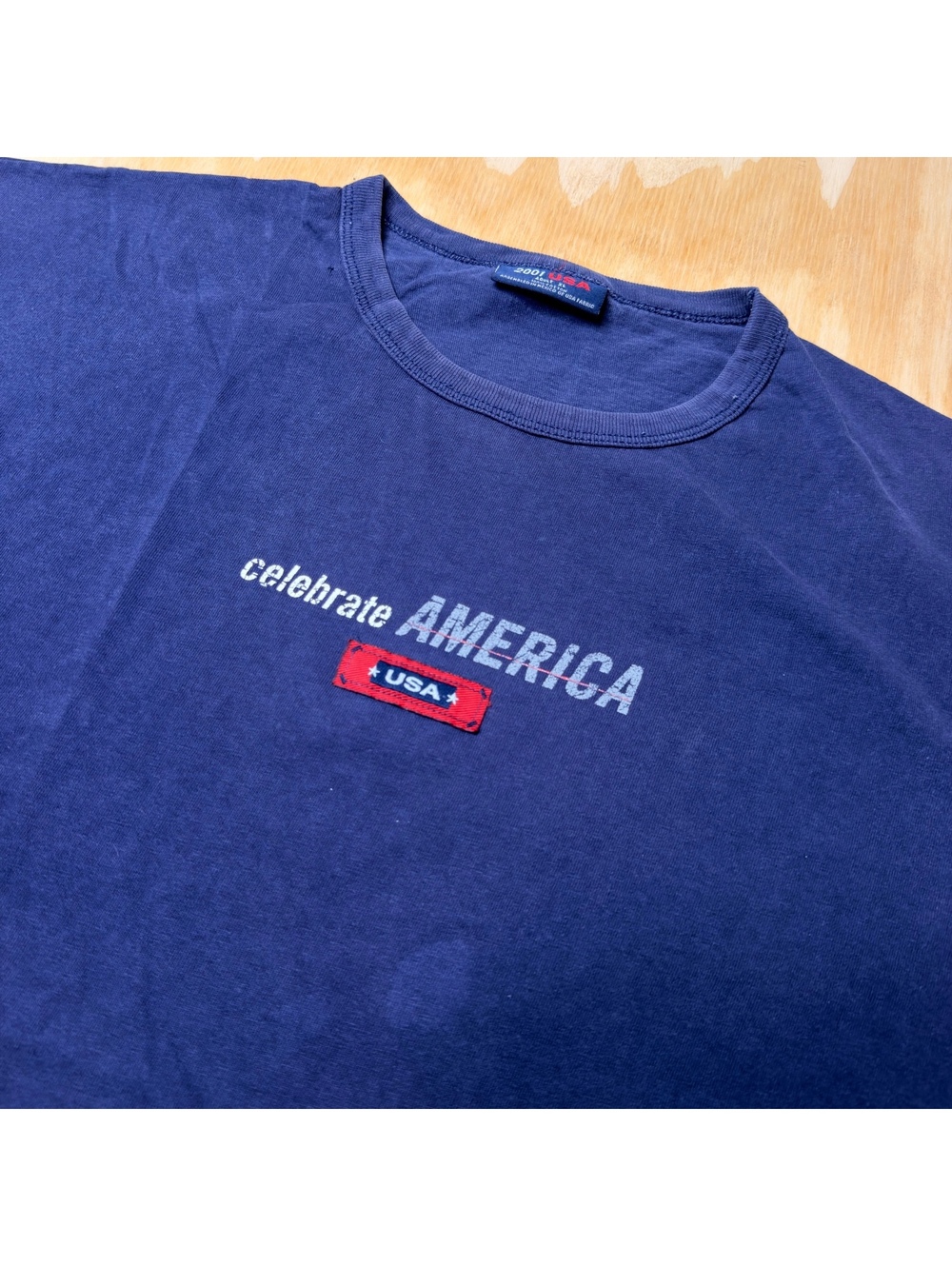 Vintage 90s Celebrate America USA T-Shirt Navy Blue Size XL